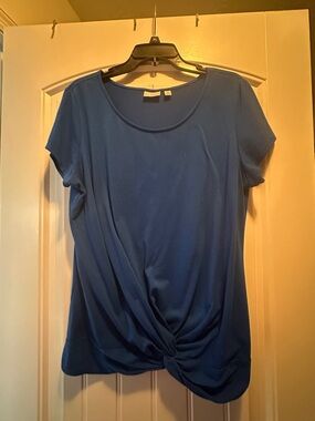 Kim Rogers Blue Twist-Front Short Sleeve Tee
